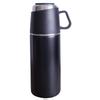 Global Arrow ROCCO and Cup Stainless Steel Bottle with Insulates for Hot and Cold X 350ml One-Push Bottle, 350ml, M/BK, Cup, Tea, 6.7 H19.5cm,
