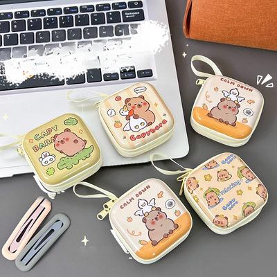 Мультяшный милый капибара маленький кошелек для монет модный водонепроницаемый мини-коробка для хранения портативный кошелек мини-сумка для наушников