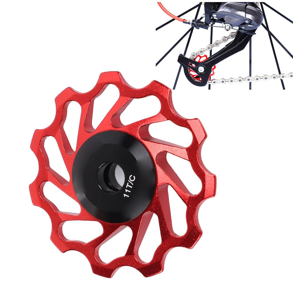 Велосипедный задний переключатель передач, ролик, красный, 11T, алюминиевый сплав, керамический подшипник, ролик для колеса для горного велосипеда