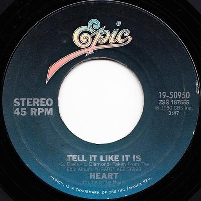 7-дюймовая пластинка HEART - Tell It Like It Is 1950950 Epic 1980 США Рок Б/у