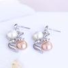2Pcs/Set Adjustable Extension Chain Necklace Earrings Set Ear Studs Faux Pearl Bridal Earrings Necklace Set Jewelry Accessory