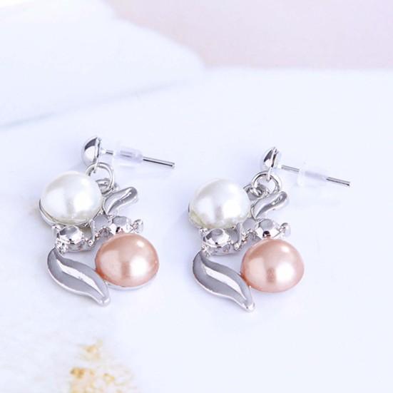 2Pcs/Set Adjustable Extension Chain Necklace Earrings Set Ear Studs Faux Pearl Bridal Earrings Necklace Set Jewelry Accessory