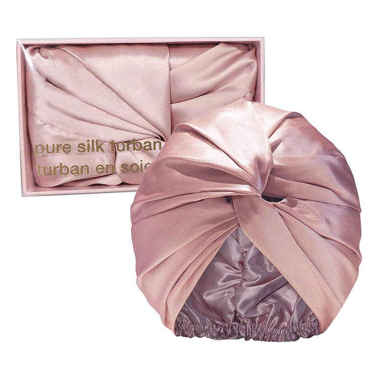 Luxury 100% Mulberry Silk Turban Silk Hair Bonnets Double Layer Silk Bonnets With Logo Custom