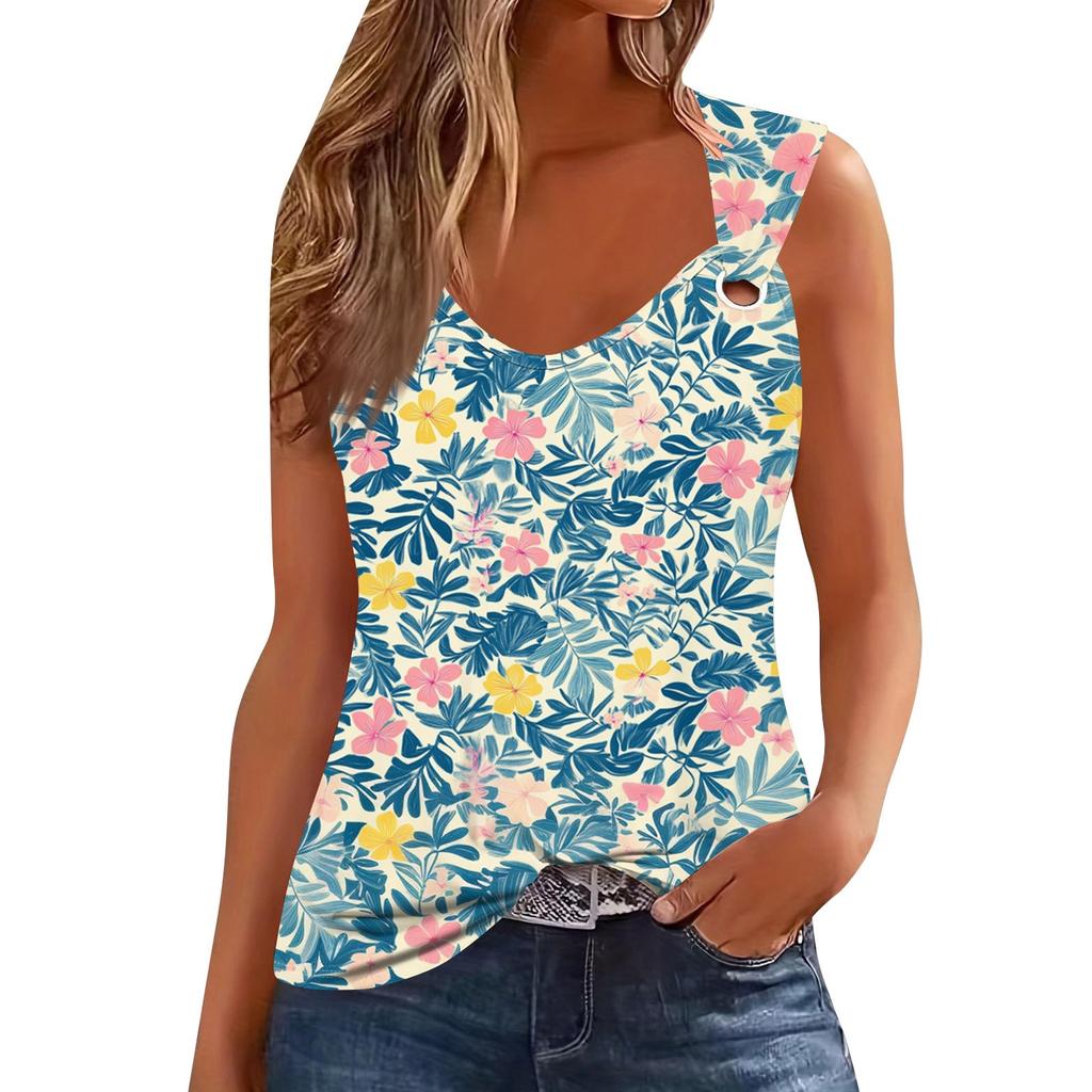 Женская майка с V-образным вырезом, базовая, с принтом, повседневная, струящаяся, без рукавов, с глубокими боковыми вырезами для женщин