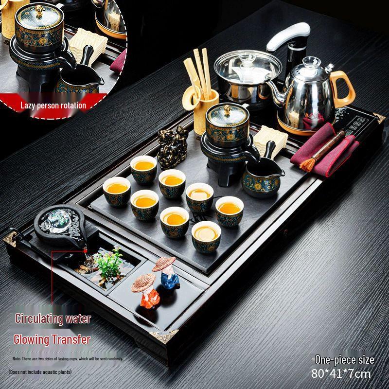 Automatic Chinese Kung Fu Tea Set with Wooden Tray and Kettle