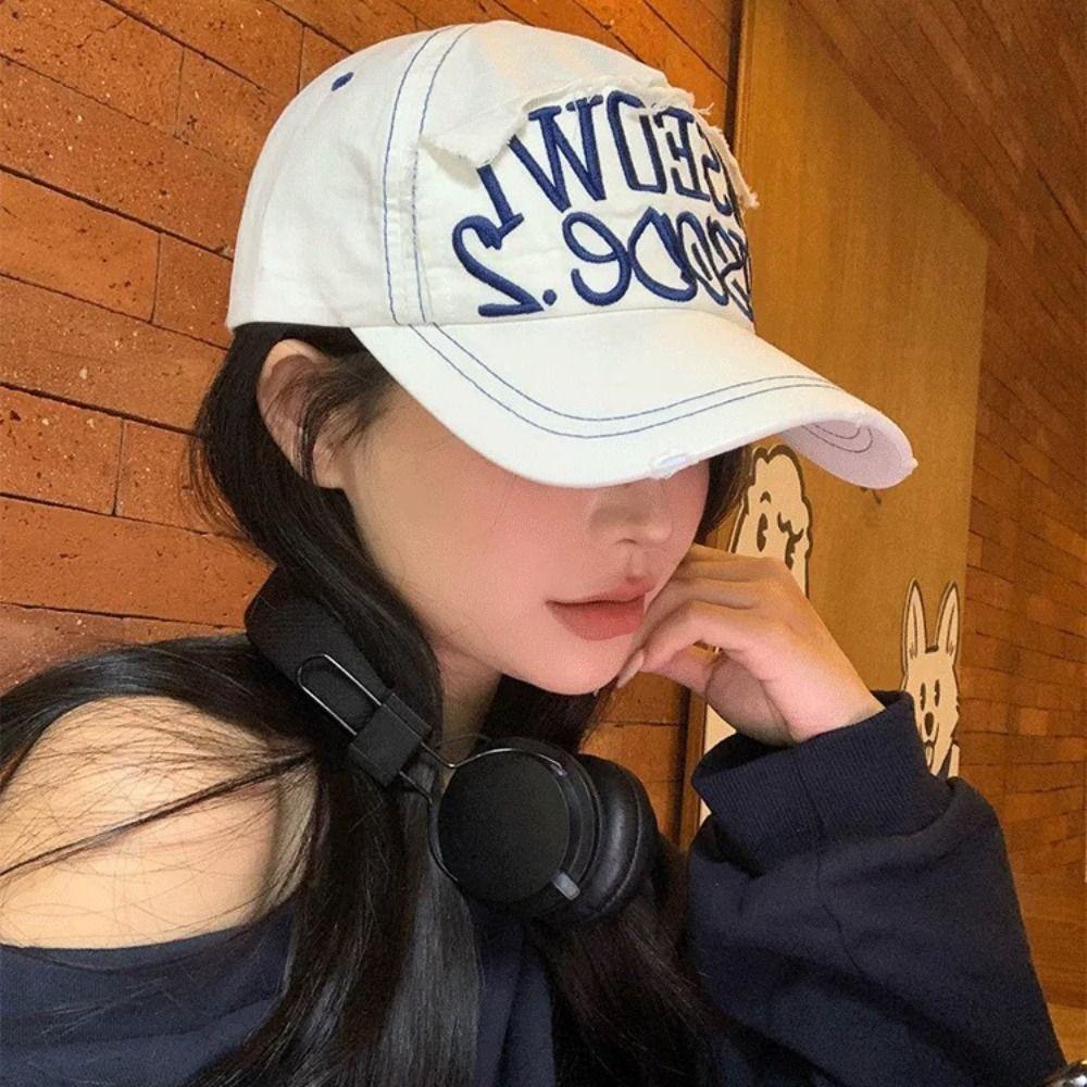 Simple Embroidery Letter Baseball Cap Cotton Peaked Cap Baseball Hat Sun Hat  Girls