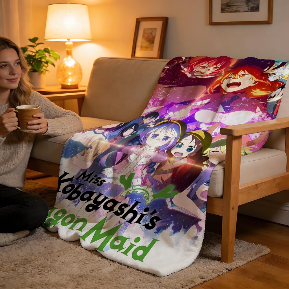 Throw High-Density Short Plush Blanket For Sofa Nap Air-Conditioned Room Soft Skin-Friendly Miss Kobayashi's Dragon Maid