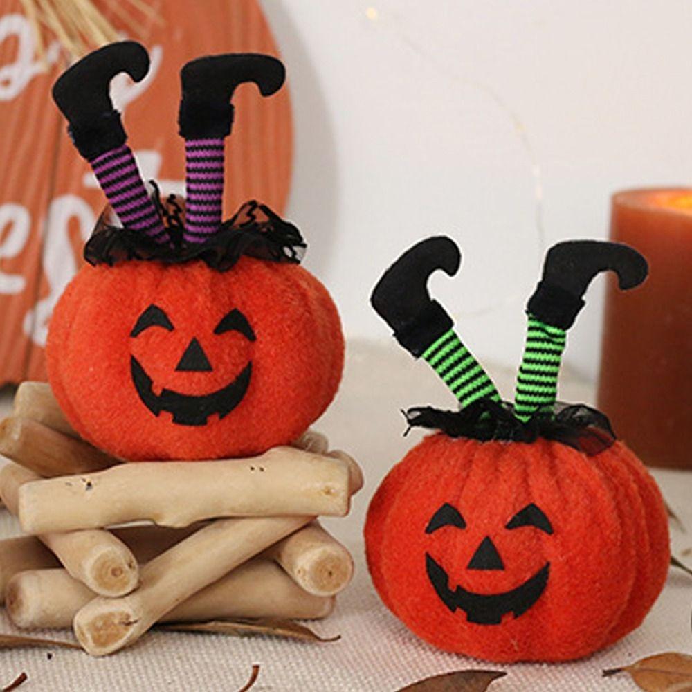 Cartoon Halloween Pumpkin Witch Demon Doll Soft Witches Boot Leg Pumpkin Doll Holiday Gift