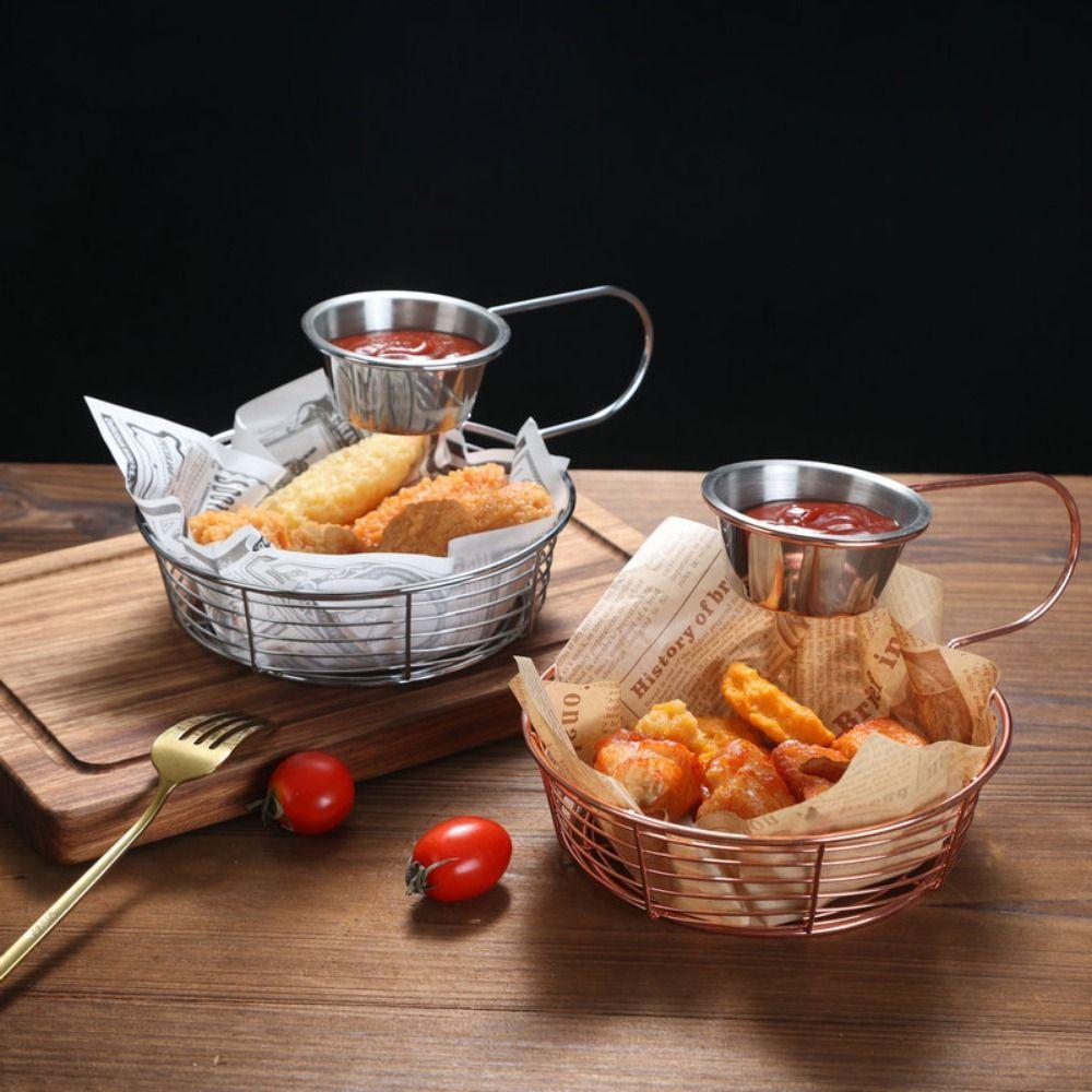 Hanging Sauce Cup French Fries Basket Sturdy Lightweight Snack Serving Tray Rust-proof Portable Kitchen Food Organizer Camping