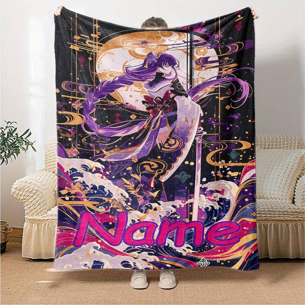 Customiz Name Personality Genshin Impact Balzebub Blanket Soft &Warm Sofa Office Bed Travel Lunch Break Blanket, Gift Suitable All Seasons