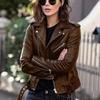BROWN Women's Leather Jacket Genuine Soft Lambskin New Handmade Motorcycle Biker