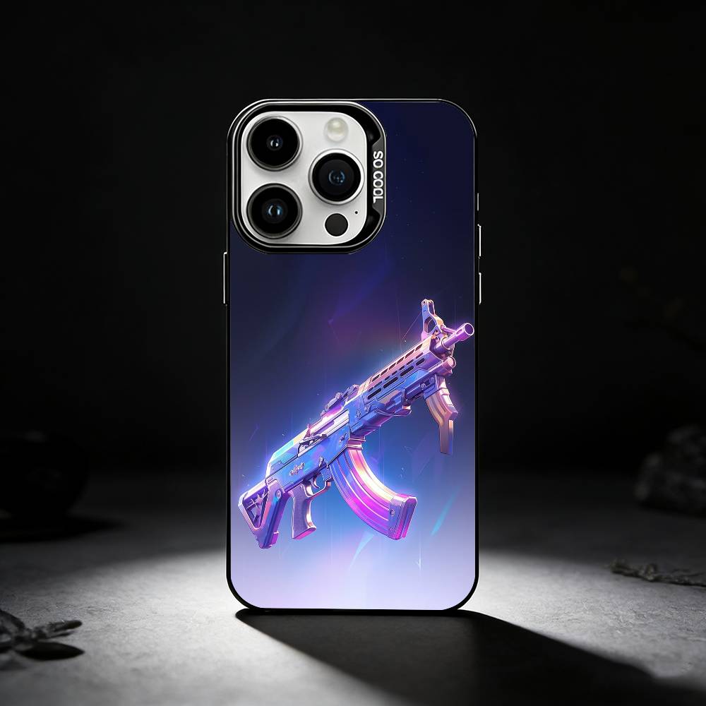 Чехол для телефона AK47 Пистолет Пули Для iPhone 17,16,15,14,13,12,11 Plus,Pro Max,XS,Цветной серебристый чехол