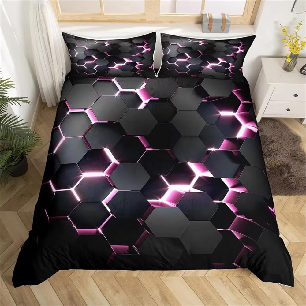 Dazzling Glowing Bedding Set 3D Duvet Cover Set Single Double Twin Full Size Teens Adults Bedclothes Soft Polyester Bed Linen