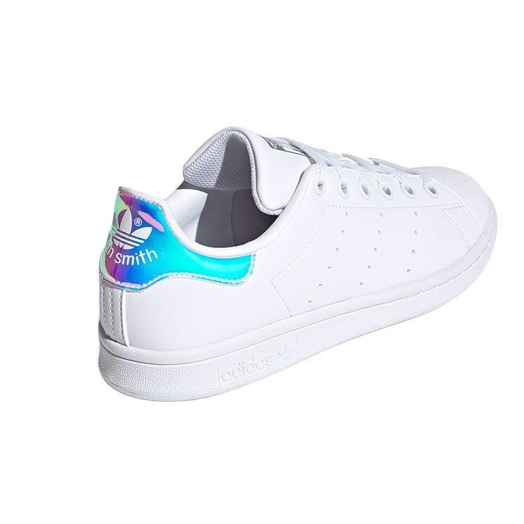 adidas Stan Smith J Белые переливающиеся детские кроссовки Cloud-White Silver-Metallic FX7521