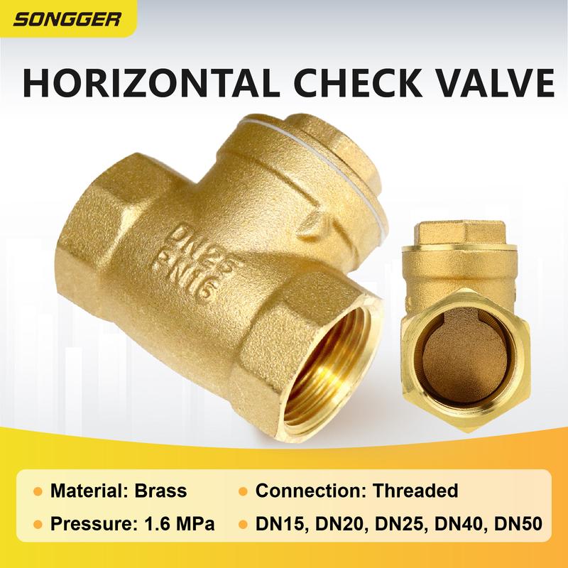 Brass Check Valve Swing Type DN15 DN50 Non Return Valve Female Thread Water One Way Valve Plumbing Inline