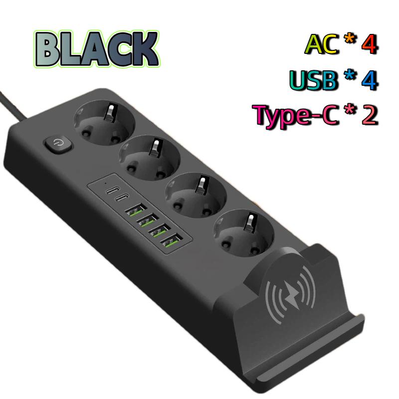 EU To EU Power Station – Multi-Outlet USB PD Strip with Built-in Charging Pad