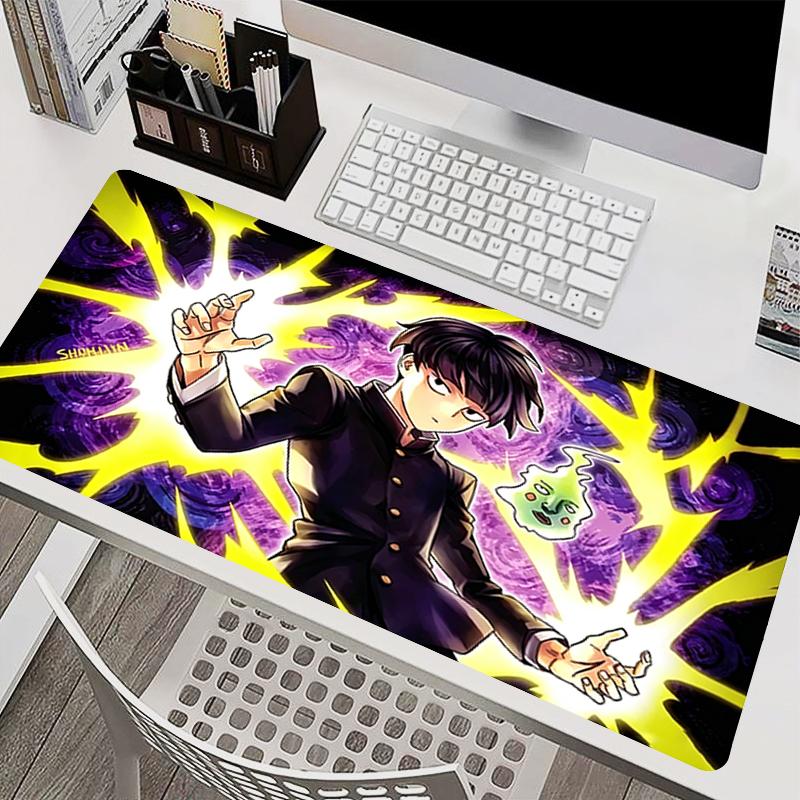Коврик для мыши Mob Psycho 100 Аниме Коврики для мыши Большой игровой коврик для мыши Резиновый Расширенный настольный коврик Ковер для клавиатуры и мыши Геймера