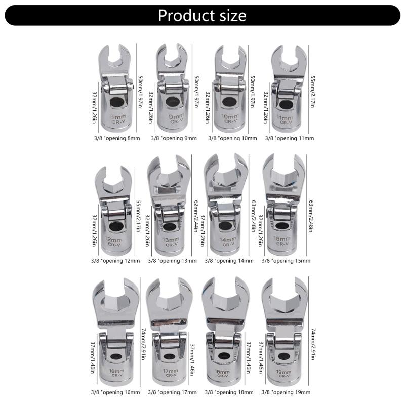 Набор гаечных ключей с гибкой головкой для фитингов, прецизионно обработанные губки, подходит для надежного захвата, инструмент для ремонта тормозной трубки автомобиля