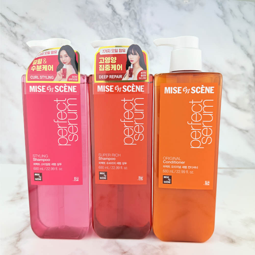 Mise En Scene Perfect Serum Шампунь Original/Super Rich/Стайлинг 680мл