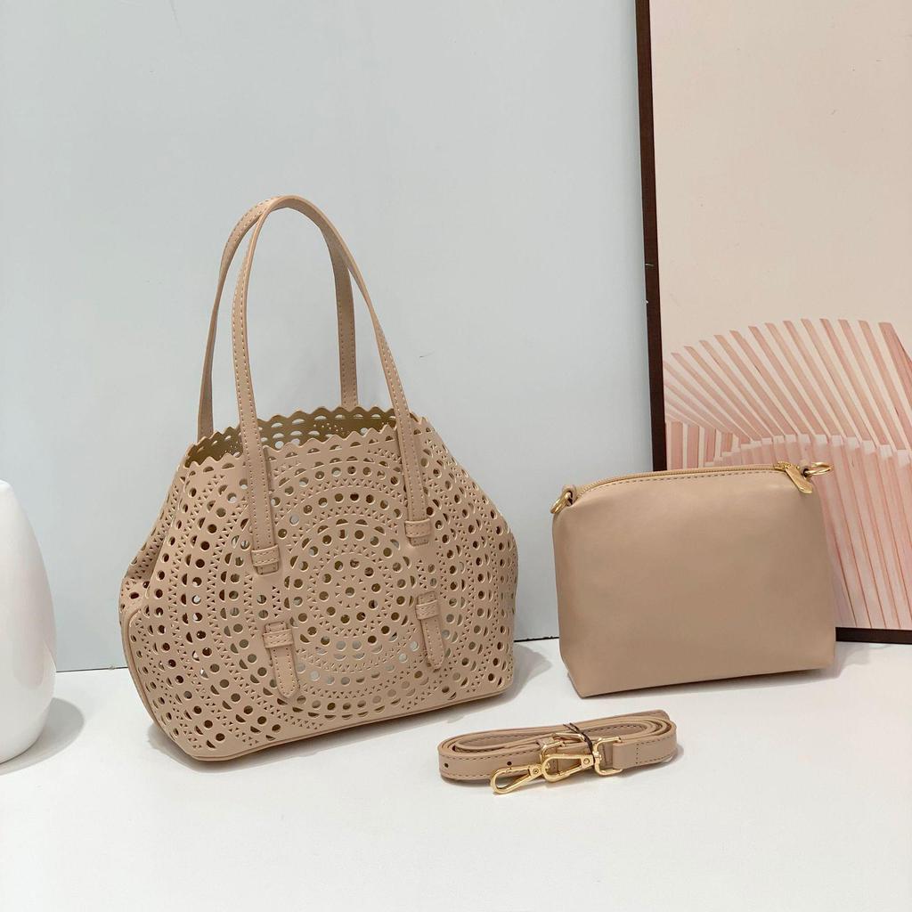 Набор сумок из кожи с резным узором Cross-Border: Сумка-тоут, косметичка и кошелек для монет