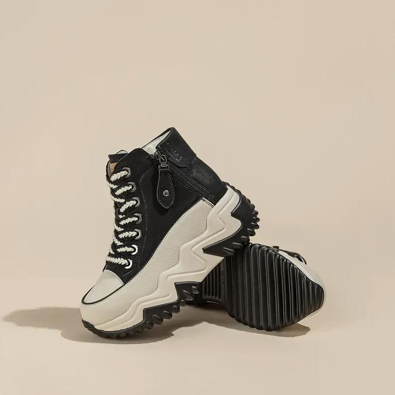 Женская обувь на платформе, кроссовки-хайтопы в стиле «папины кроссовки», 2025 новинка весна-осень, универсальные маленькие белые туфли на платформе, увеличивающие рост, британские ботинки Мартин