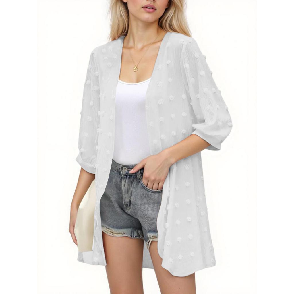 Women's Fashion Casual Seven Split Sleeve Solid Color Cardigan Sun  Top