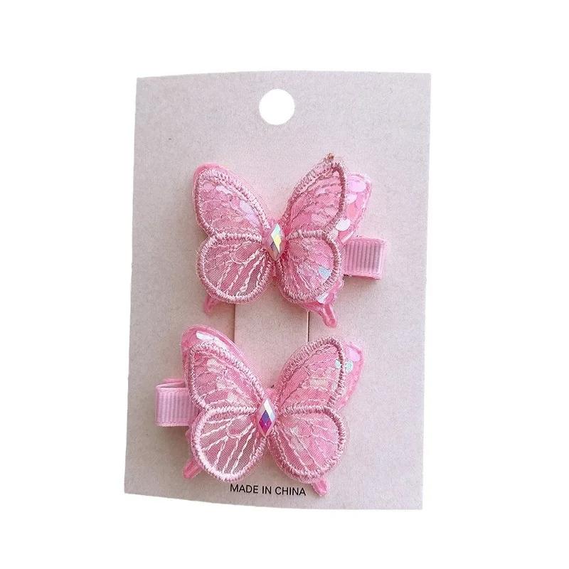 2 шт./комплект, симпатичная заколка для волос в виде бабочки с пайетками для девочек, милая мультяшная заколка-бабочка для волос, заколка для волос, головной убор для маленькой девочки