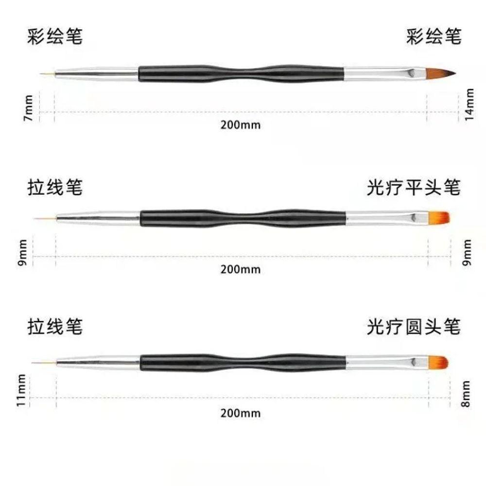 Набор полосатых кистей для подводки ногтей, ультратонкая ручка для рисования линий, двухсторонние инструменты для маникюра с УФ-гелем, 3 предмета, серебристые - 3 шт., 1 шт.