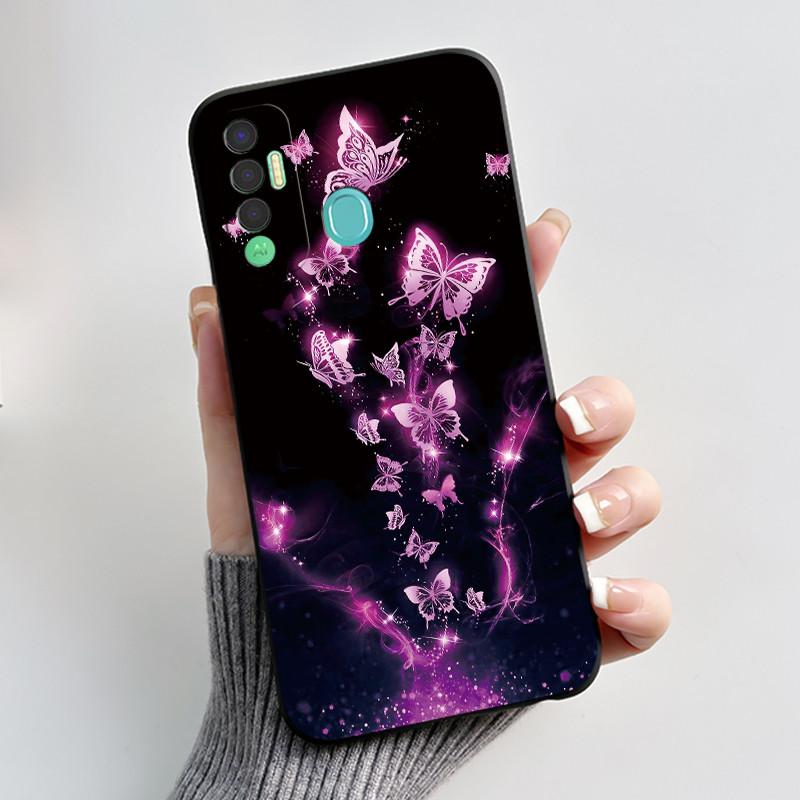 Печатный чехол для телефона Tecno Spark 7P Fundas Мягкий силикон Черный корпус Чехол Милый Цветок Мультяшный Корпус Capa Coque