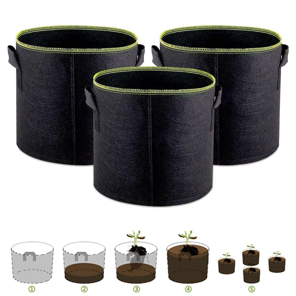 Garden Planting Vegetable Basket Container Felt Flower Pot Plant Grow Bag 5/7/10 Gallon