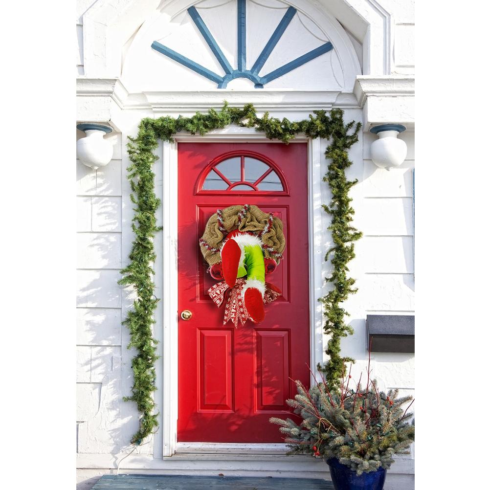 Christmas Thief Stole Christmas Burlap Wreath Christmas Decorations Exquisite Santa Claus Wreath for Living Room Wall