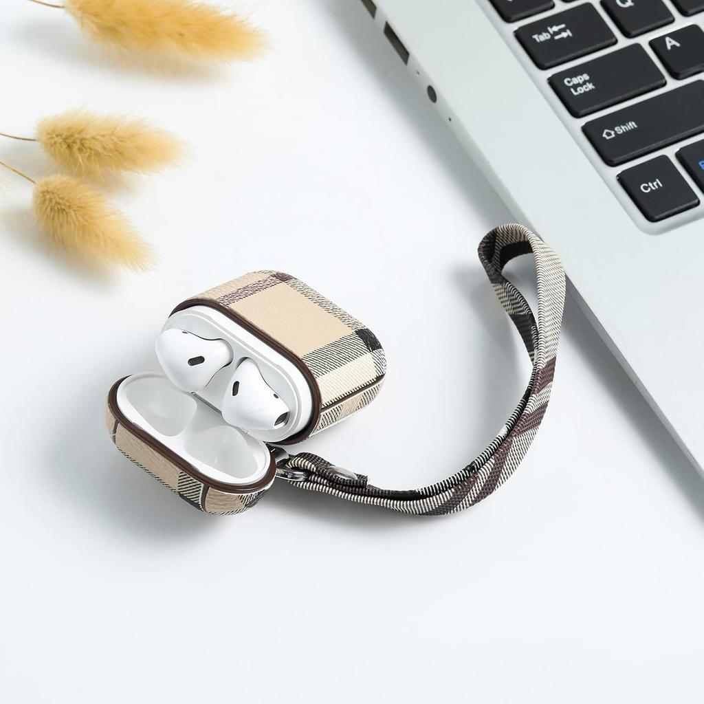 AirPods Case Cover Designed for Apple Airpods 2&1 Charging Case, AirPods Leather Case, Full-Body Protective AirPods case, Cum Wrist Strap, and