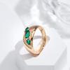 Luxury Green Zircon Golden Rings For Women Party Daily Statement Jewelry