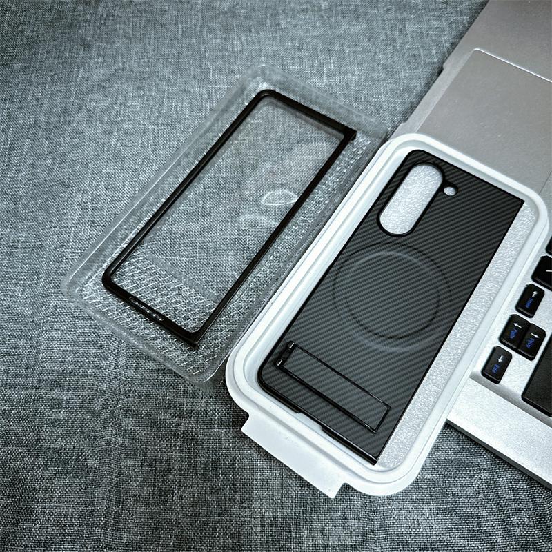 Для Samsung Galaxy Z Fold 7 Чехол Жесткая Подставка углеродное волокно магнитный Беспроводная зарядка Защитная Задняя Крышка Для samsung Z Fold7 6 5 4