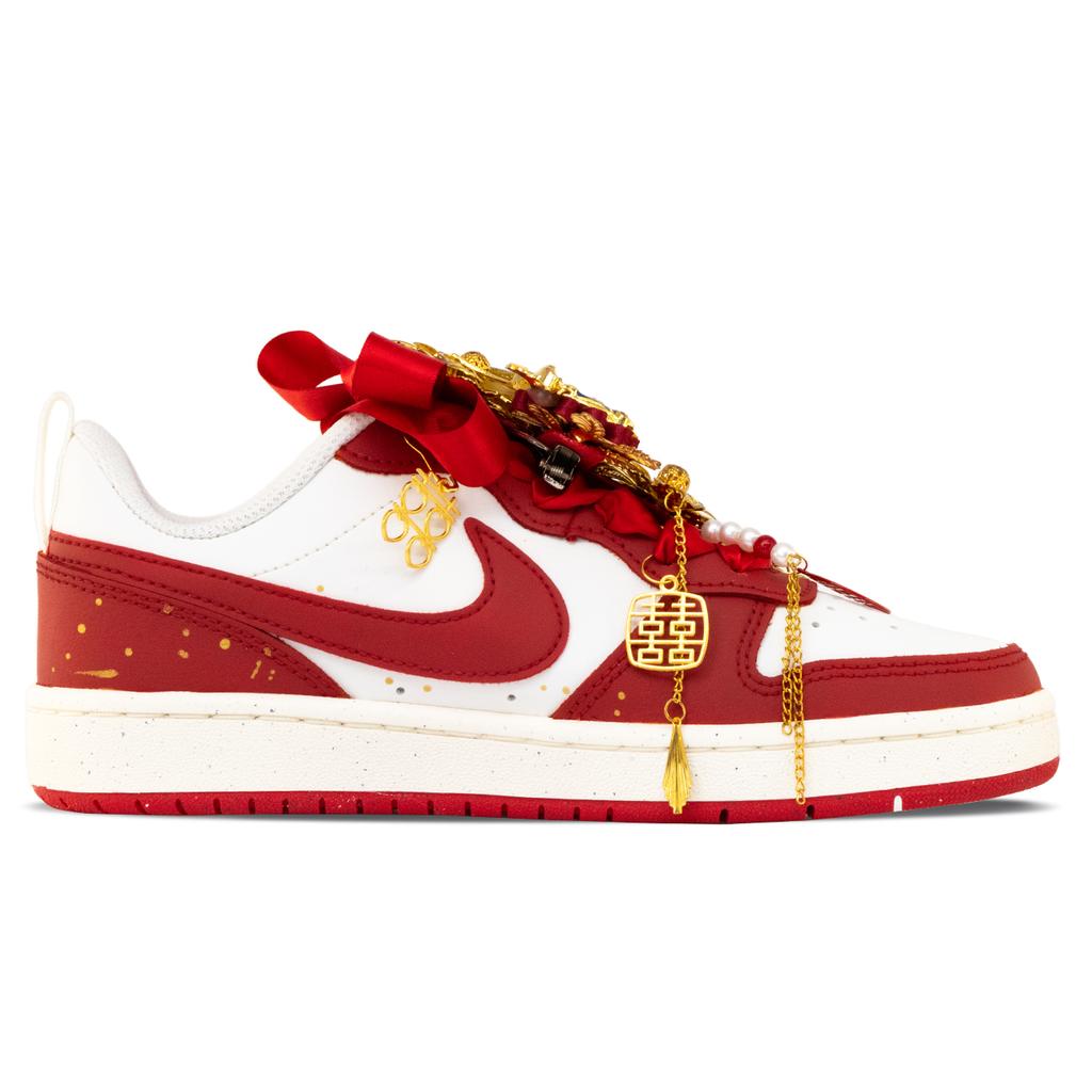 Nike Court Borough Cushioning Abrasion Resistant Low top Skateboard Shoes Women's Red Gold BQ5448-119(Team1302-S-BOX)