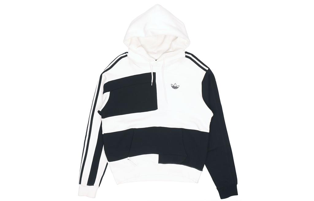 Men's Adidas Originals ASYMM BLOCK Sweatshirts Men's Black White Hooded Moderate Regular