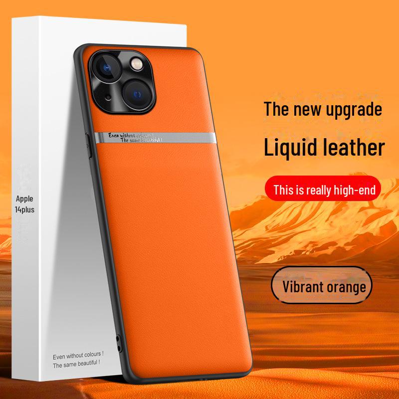 Защитный чехол Liquid Leather для Apple 14 Plus: Противоударный и грязеотталкивающий