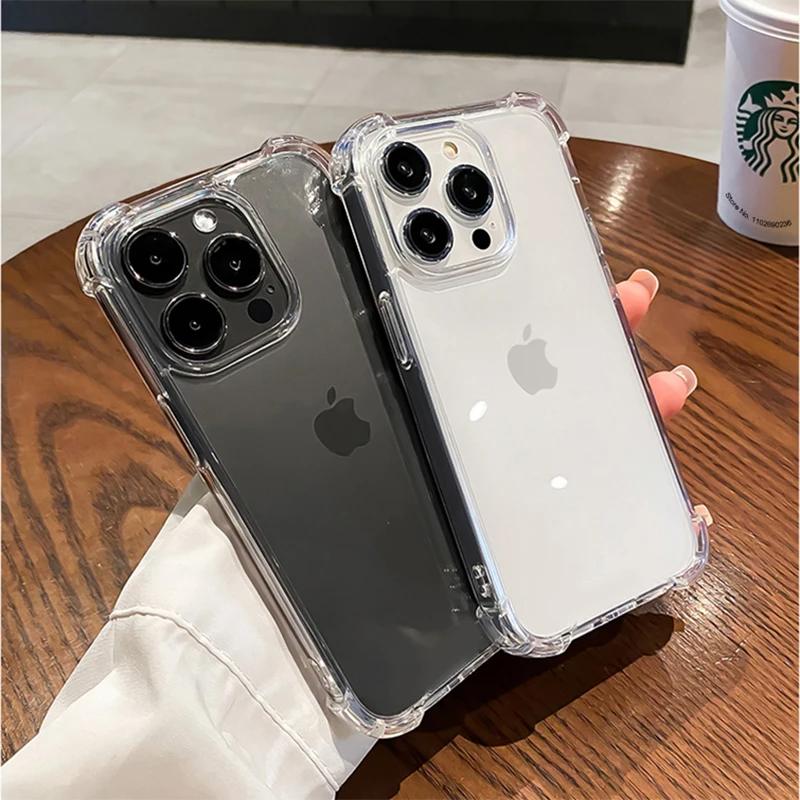 Роскошный противоударный прозрачный чехол для телефона iPhone 15 14 13 12 11 Pro Max Силиконовый прозрачный мягкий чехол для iPhone 14 15 Plus