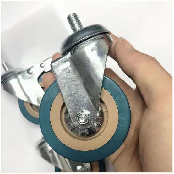 Custom 3 inch universal wheel brake gray rubber wheel 4 inch industrial caster cart pulley roller roller rack silent wheel