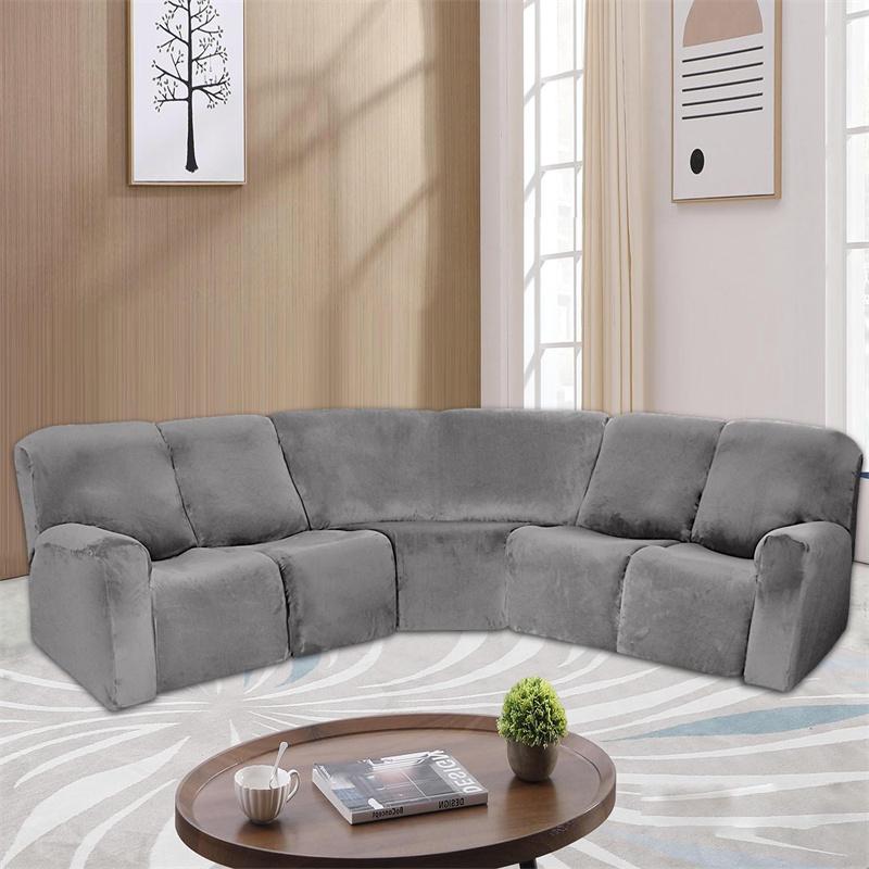 5 Seater Recliner Sofa Covers Stretch Velvet Sectional L Shape Sofa Slipcovers For Living Room Couch Furniture Protect Cover
