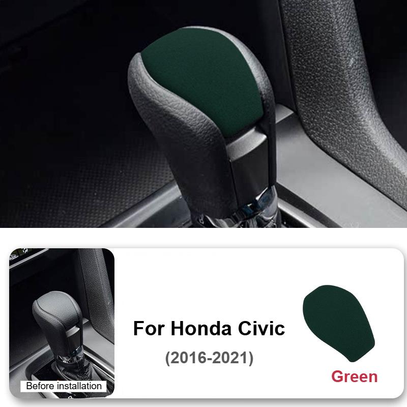 1PC ABS Car Gear Shift Head Cover For Honda Civic 2016-2021 Suede Knob Protective Cover Trim Auto Interior Accessories