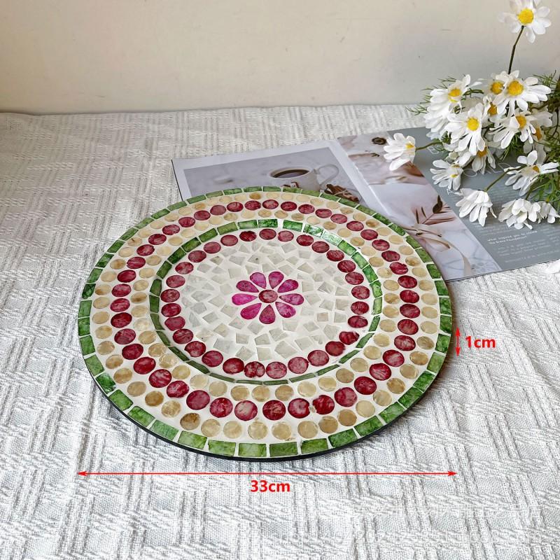 Handcrafted Shell Inlay Serving Tray 33cm Elegant Decorative Platter Dining Table Home Decor Gift