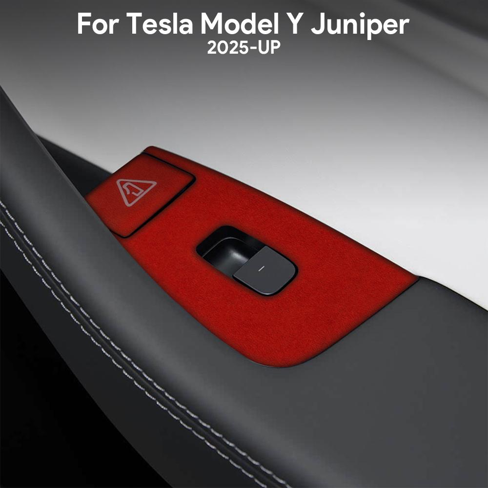 Итальянская накладка из алькантары для отделки верха LHD RHD для Tesla Model Y Juniper 2025 2026-Up переключатель стеклоподъемника аксессуары для интерьера автомобиля