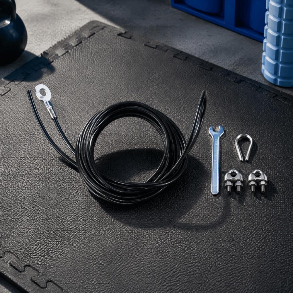 5pcs Black Coated Pulley Cable Adjustable Length Pulley Machine Wire Exercise Equipment