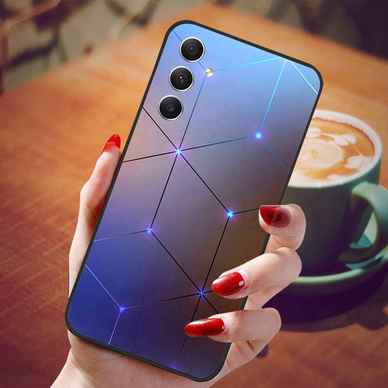 Чехол для Samsung Galaxy A55 5G Черный ТПУ Силикон Красивый Узор Чехлы для Телефона для Galaxy A55 Ударопрочный Мягкий Чехол A 55 6.6''