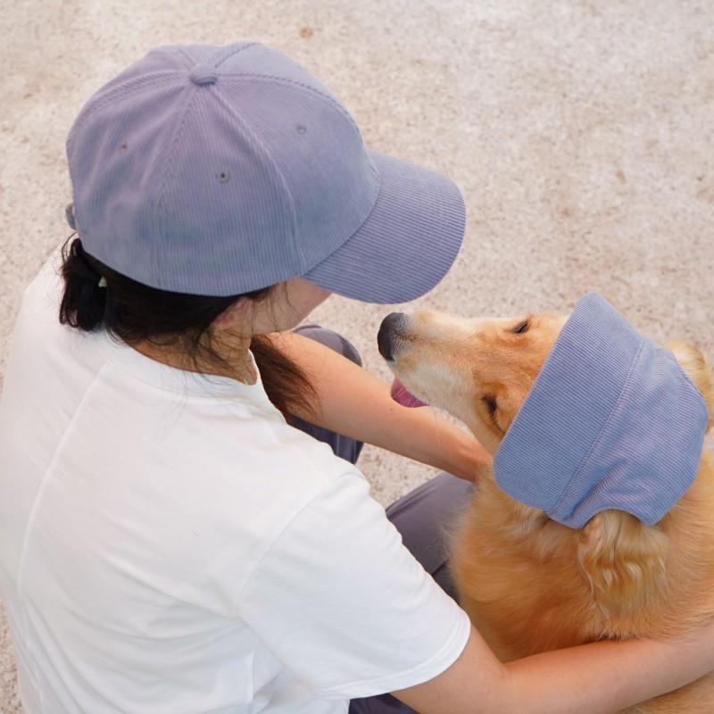 Pet Human Matching Corduroy Baseball Cap Dogs Cats With Ear Holes UV Protection Casual Outdoor Hat