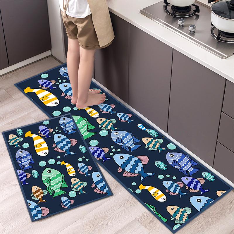 Модный простой кухонный напольный коврик в скандинавском стиле, домашний ковер, длинный полосатый дверной коврик, современный домашний декор 