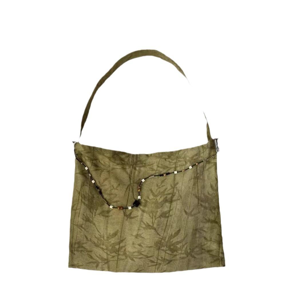 Новая китайская ретро жаккардовая сумка через плечо нишевая бисерная повседневная сумка-тоут универсальная холщовая сумка подмышкой