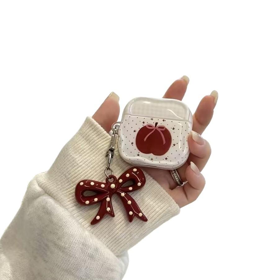 Polka dot bow red apple AirPods 1 protective case for apple AirPods pro1 earphone case