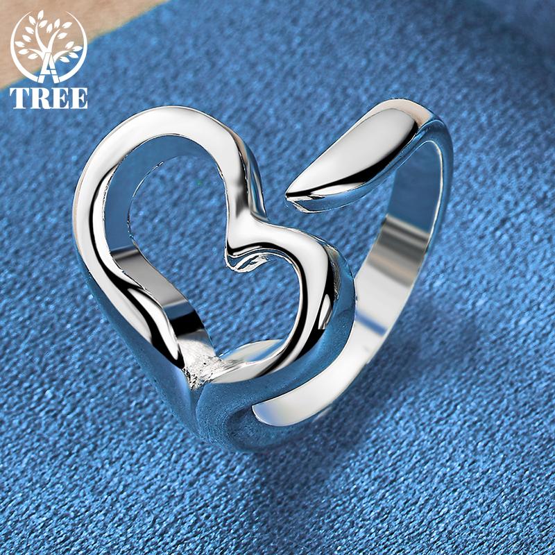 Открытое кольцо в форме сердца из стерлингового серебра 925 пробы